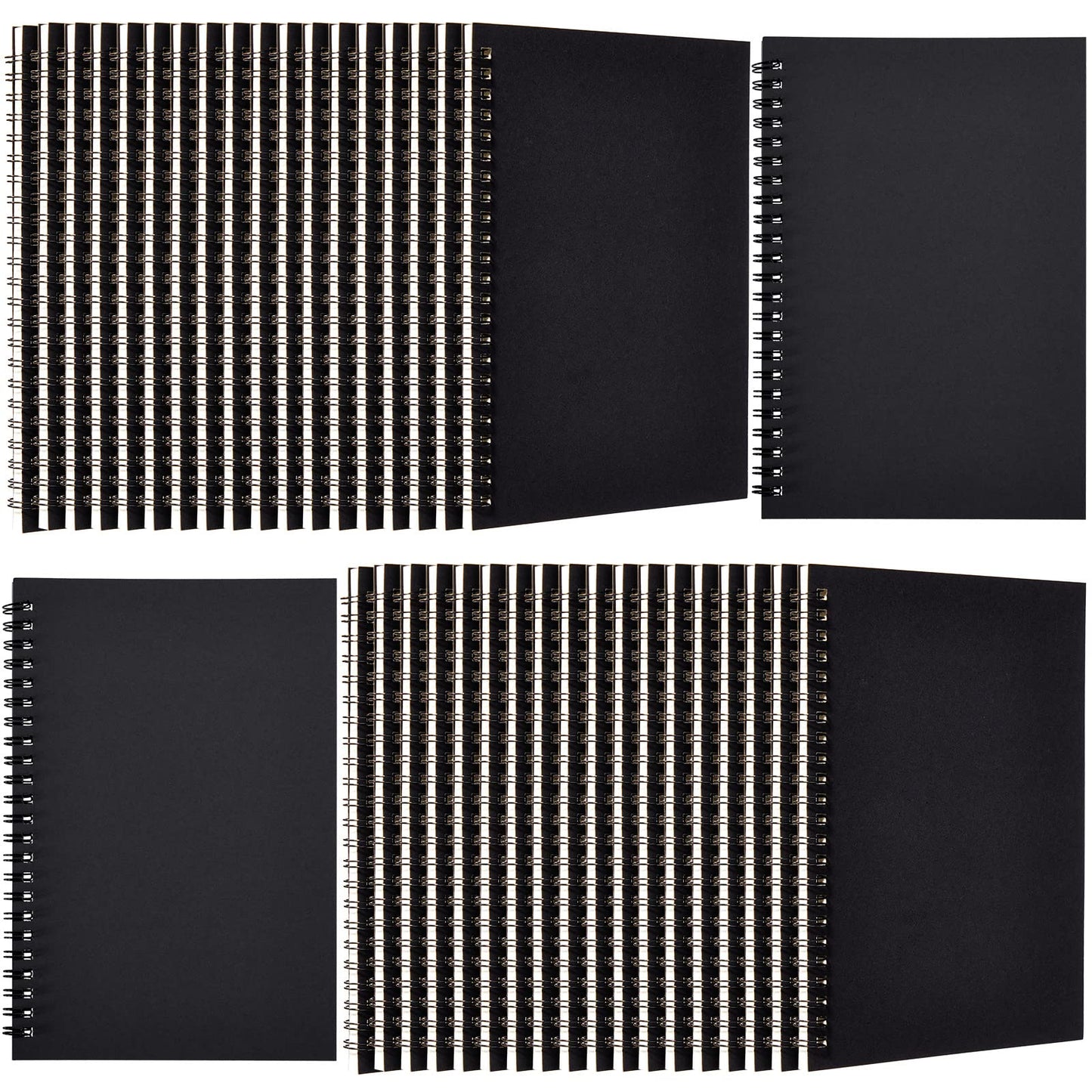 Epakh 36 Pack Blank Spiral Notebook Unlined Notebook Bulk A5 Soft Cover Students Sketchpads Memo Notepad for Drawing Art Back to School Gifts 100 Pages/ 50 Sheets, 8.3 x 5.5 Inches(Black)