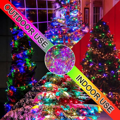 JMEXSUSS 300 LED Multicolor Christmas Tree Lights 8 Modes Colored String Lights Indoor Outdoor Multicolor Christmas Decor Lights Plug in for Christmas Tree Room Party Decoration