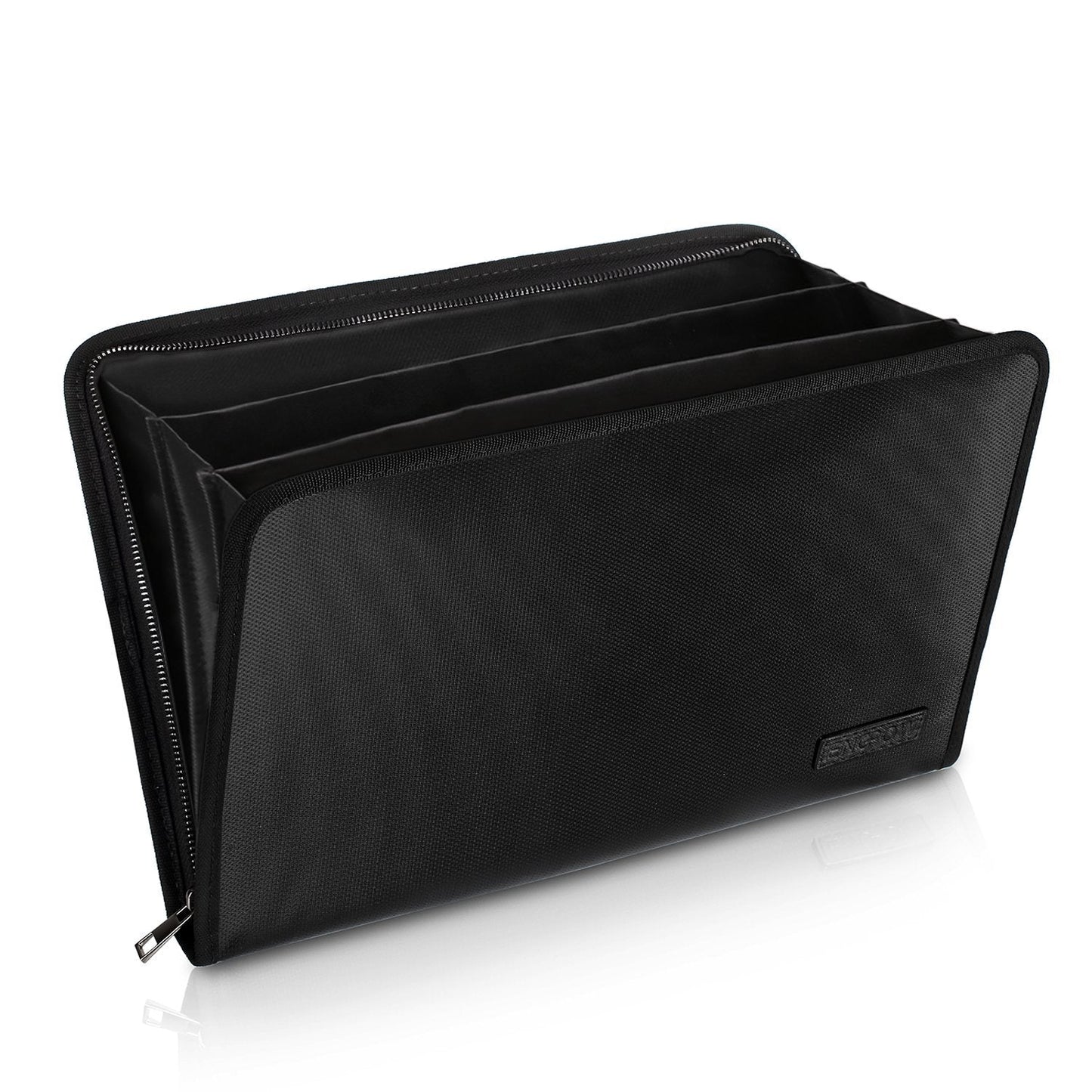 Expanding File Folder Important Document Organizer Fireproof & Waterproof Document Bag with A4 Size 3 Pockets Zipper Closure Non-Itchy Silicone Coated Portable Filing Wallet Pouch(14.3inx9.8inx1.6in)