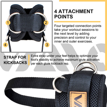 VAIIO Ankle Straps for Cable Machines,Adjustable Comfort fit Neoprene, Reinforce Double D-Ring - Premium Ankle Cuffs to Improve Abdominal Muscles, Lift The Butts, Tone The Legs for Men & Women