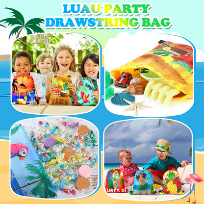 Marsui 24 Pcs Hawaiian Party Favor Drawstring Bags Gift Goodie Candy Favors Bags for Birthday Party Supplies