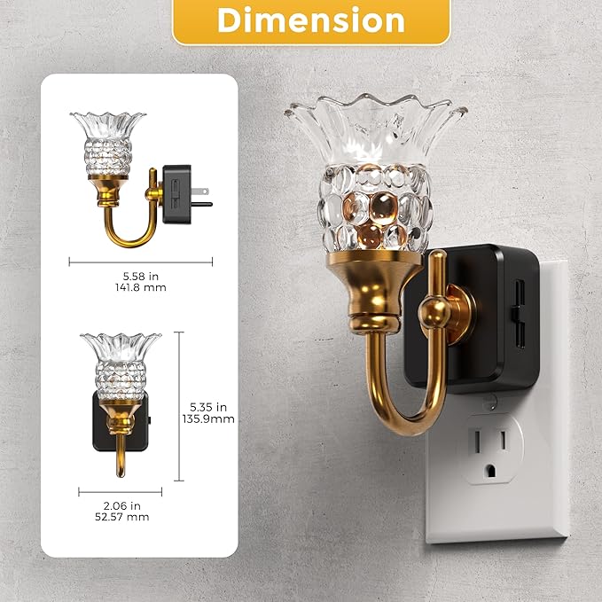 L LOHAS LED Night Lights Plug into Wall, 2 Pack 3000K Soft White LED Floral Night Light with Auto Sensor, 0-100lm Adjustable Brightness Plug in Nightlight, for Hallway Bedroom Stairway Gift