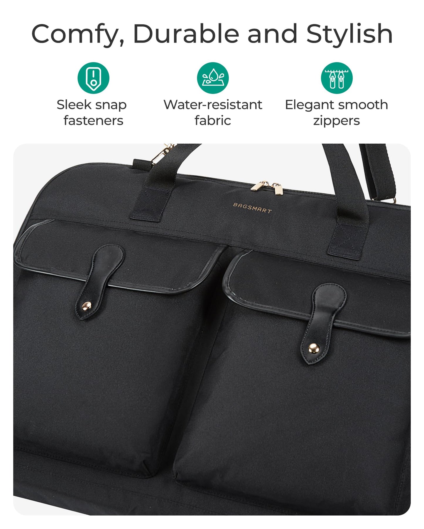 BAGSMART Large Garment Bags for Travel, Carry on Garment Bags for Hanging Clothes, Travel Suit Bag for Shirts Dresses Coats, Beige