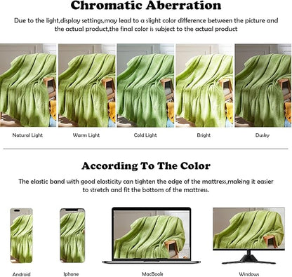 NEWCOSPLAY Super Soft Throw Blanket Green Premium Silky Flannel Fleece Leaves Pattern Lightweight Bed Blanket All Season Use (Green, Throw(50"x60"))