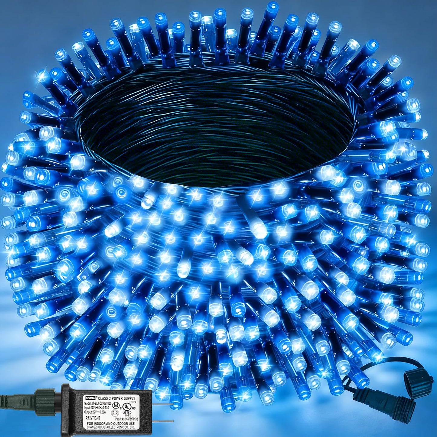 Decute Christmas String Lights Waterproof 300LED 105FT UL Certified with End-to-End Plug 8 Modes, Outdoor Indoor Starry Fairy Lights for Christmas Tree Patio Garden Wedding Party Decor Blue