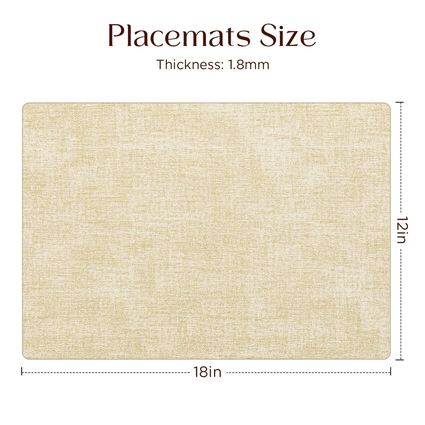 Newise Leather Placemats Set of 6-18 x12 inch, Washable Heat Resistant Place Mats for Patry Kitchen Dinner, Beige