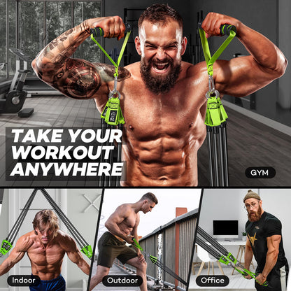 Resistance Bands, Heavy Duty Exercise Bands for Working Out, Green Workout Bands with Handles, Stretch Band for Men, Fitness Bands for Home Workouts, Muscle Training, Strength, Slim, Yoga