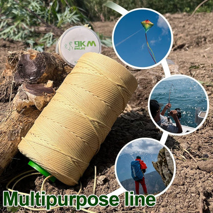 9KM DWLIFE Braided Kevlar Cord, 750lb 2.3mm 50Ft, High Tensile Strength, Abrasion, Flame Retardant, Kite String, Fishing Line, Model Rocket Shock, Hammock Tarp Ridgeline, Tactical Survival Paracord