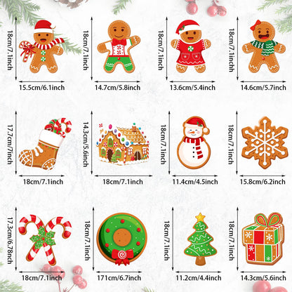 52 Pcs Christmas Gingerbread Man Party Hanging Swirl Decorations, Merry Gingerbread Man Snowflake Christmas Tree Ceiling Hanging Streamers Swirl for Xmas Winter New Year Holiday Party Supplies