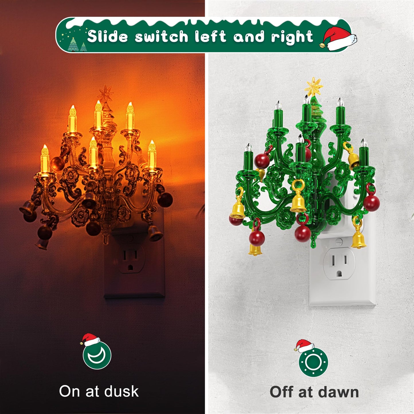 L LOHAS LED Christmas Night Light, Plug in Night Light with Dusk to Dawn Sensor, 3 Brightness Adjustable and RGB Mode, Ideal Nightlight for Christmas Home Decor