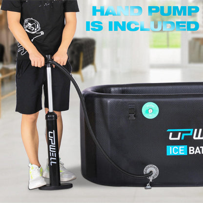 UPWELL Cold Plunge Tub Large Portable Oval Inflatable Ice Bath with Cover Tub for Cold Water Athletes Large Baths for Therapy Recovery at Home or Outdoors Ice Plunge Black