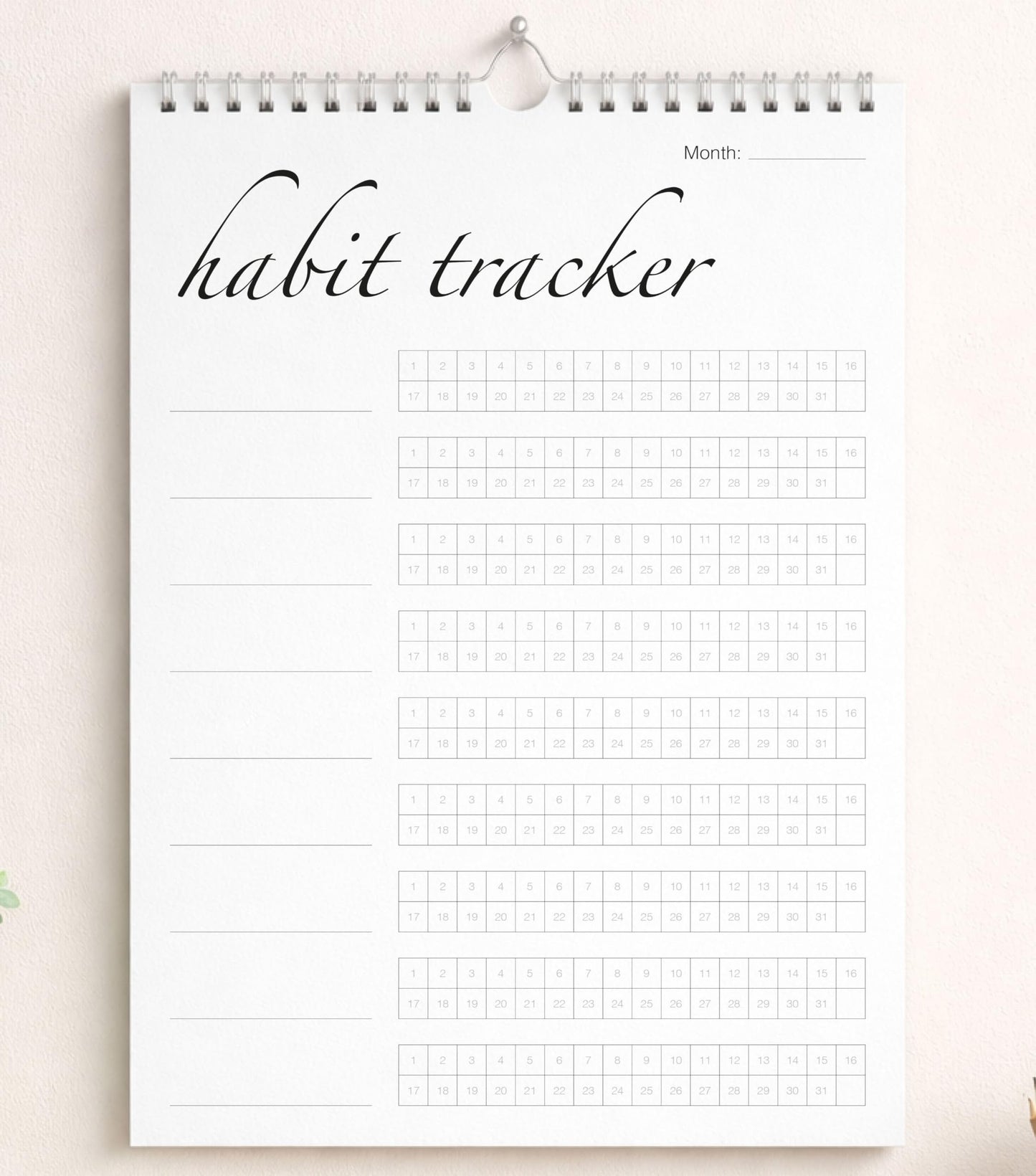 Habit Tracker Calendar (Undated 12 Month) with Silver Spiral Bound and Hanger, 7"x10" Habit Planner, Daily Weekly and Monthly Habit Tracker Journal, Habit Calendar, Colorful Layout.