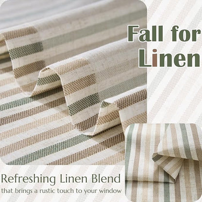 jinchan Colorful Striped Linen Kitchen Curtains 36 Inch Christmas Tier Curtains Farmhouse Modern Cafe Small Window Treatments Light Filtering Rod Pocket for Living Room Bathroom 2 Panels Multi Green