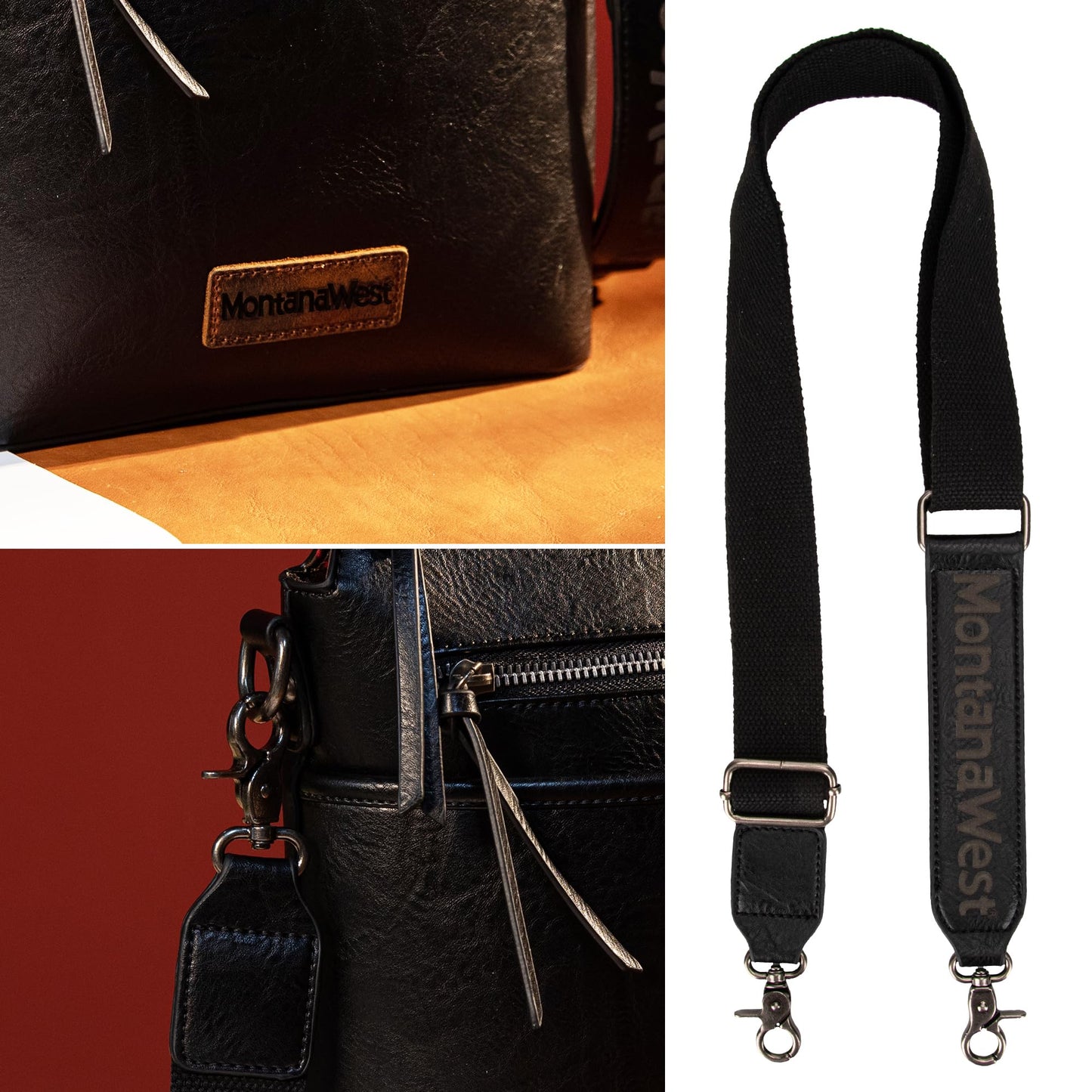 Montana West Black Crossbody Bag for Women Small Cross Body Bag Purses Lightweight Travel Side Purse Shoulder Purses with Guitar Strap MWC-216BK