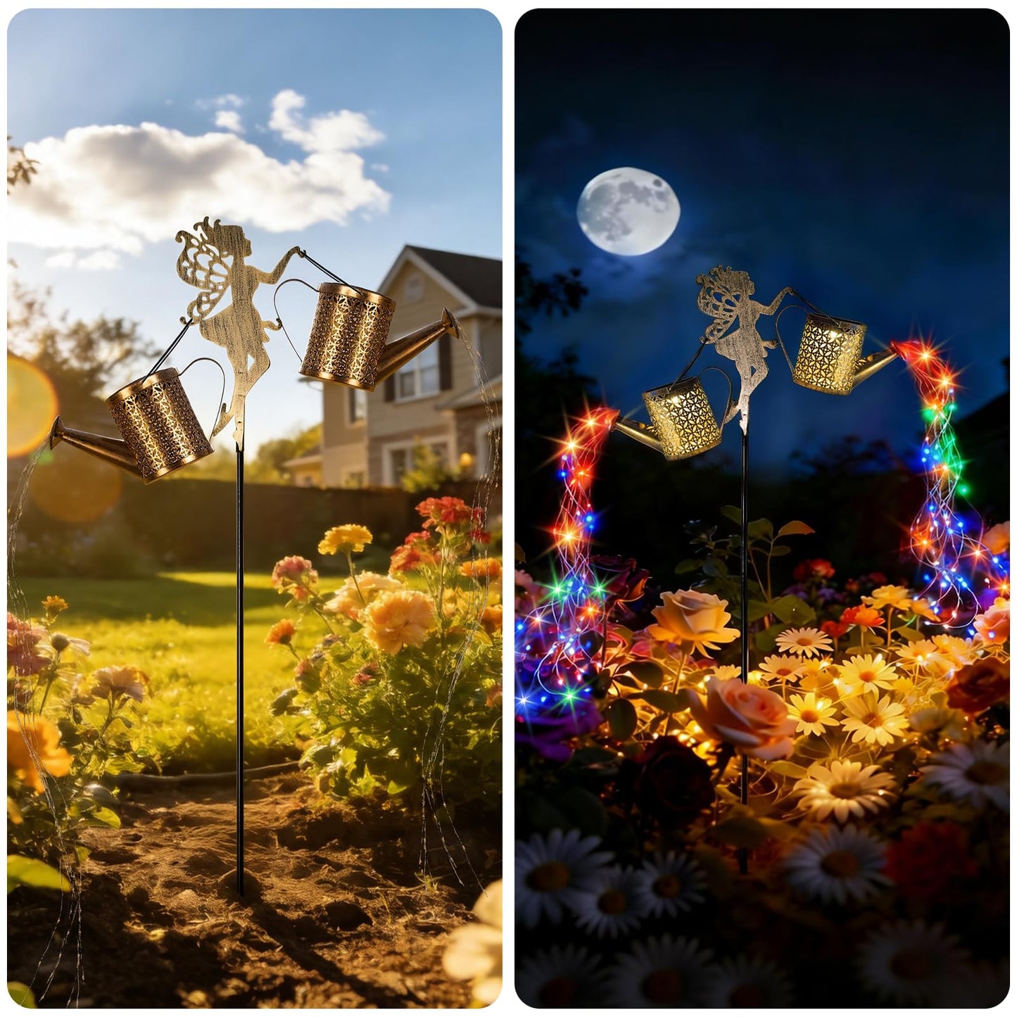 SRNPMIU Solar Watering Can Light - Solar Yard Decorations Outdoor,Garden Decor Lights for Yard,IP65 Waterproof Hanging Lantern Lights,Outside Garden Flower Bed Decor Light for Moms Birthday 2PCS