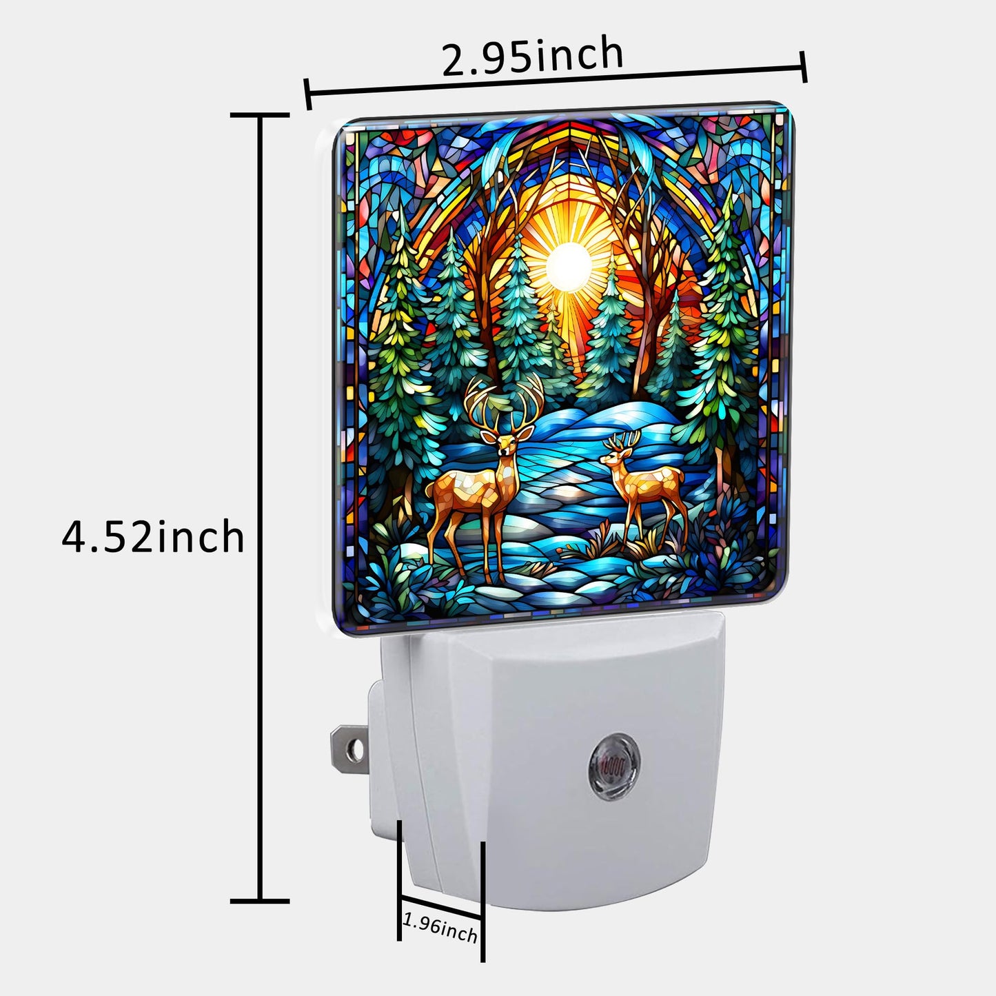 Uiaoiais Plug in Night Lights Christmas Stained Glass Deer Nightlight Plug Into Wall Dusk to Dawn Sensor LED Night Light for Kid Girls Boys Women Room Decor,Hallway,Kitchen,Bathroom,Nursery,Stairs