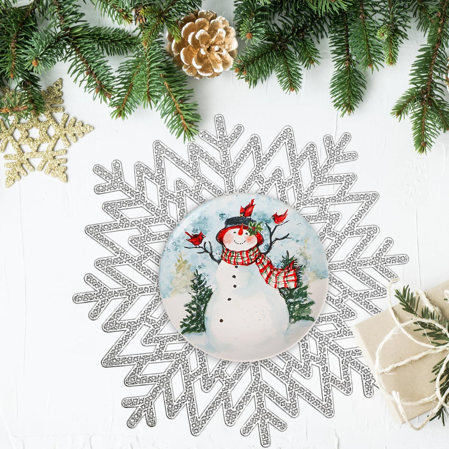 Snowflake Placemats Set of 6, Christmas Placemats Decorations Hollow Out Design Snowflake Table Mats Place Mats for Dining Table Setting Kitchen Table Mats Christmas Decoration(Silver Snowflake)