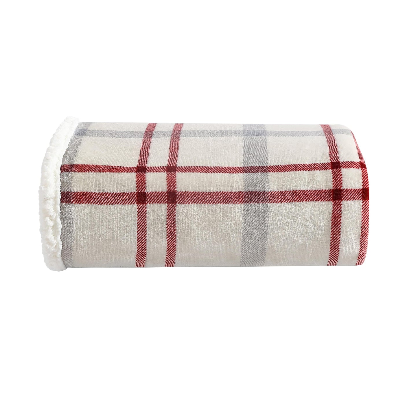 Eddie Bauer - Throw Blanket, Ultra-Soft Plush Blanket with Faux Shearling Popcorn Fleece Reverse, Oversized Bedding for Couch or Bed (New Castle Red, 50" x 60")
