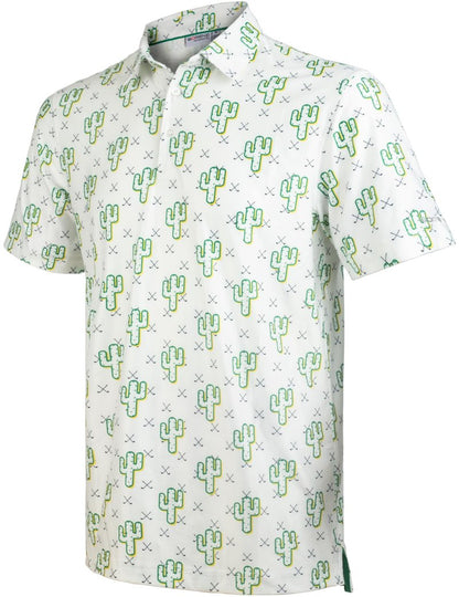 GORENZI Men's Golf Shirts Short Sleeve Moisture Wicking Print Cactus Shirt Men Performance Polo Golf Shirts for Men Dry Fit
