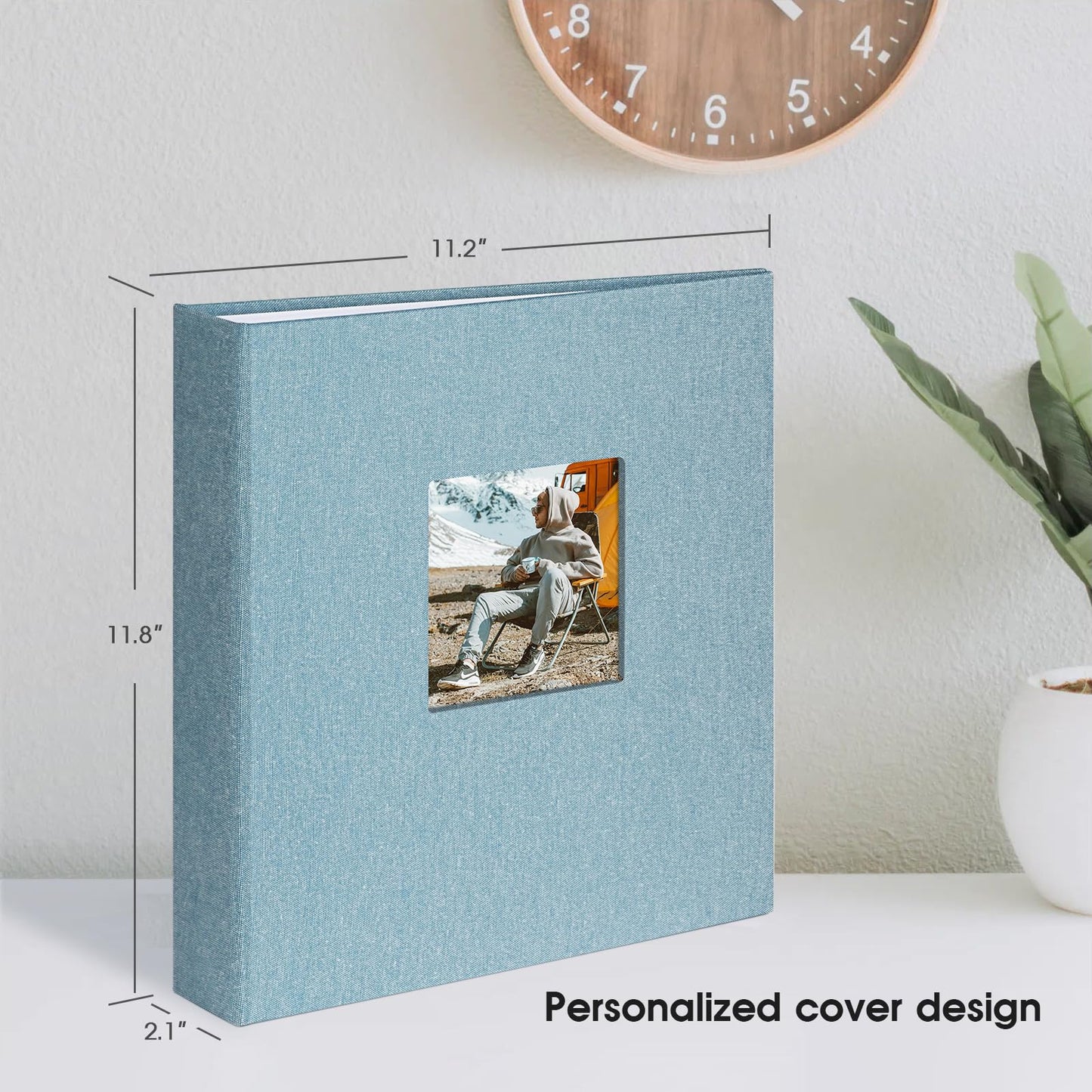 1DOT2 8.5x11 Inch Large 3 Ring DIY Scrapbook Photo Album with 30 Plastic Sleeves 60 Pages Blank Scrapbooks, 8.5 x 11 Scrap Book Albums for Baby Travel Wedding Graduation kids (Cyan Blue)