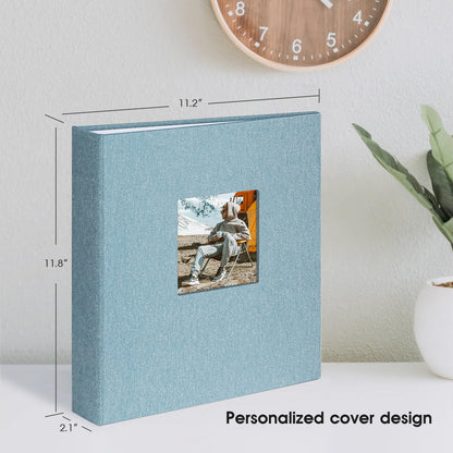 1DOT2 8.5x11 Inch Large 3 Ring DIY Scrapbook Photo Album with 30 Plastic Sleeves 60 Pages Blank Scrapbooks, 8.5 x 11 Scrap Book Albums for Baby Travel Wedding Graduation kids (Cyan Blue)
