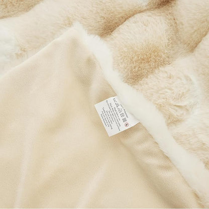 Tie-dye Camel Faux Fur Rabbit Thick Throw Blanket for Couch Living Room 50x60 Fluffy Bed Furry Comforter Soft Blanket Best Housewarming Home Gifts 860 GSM