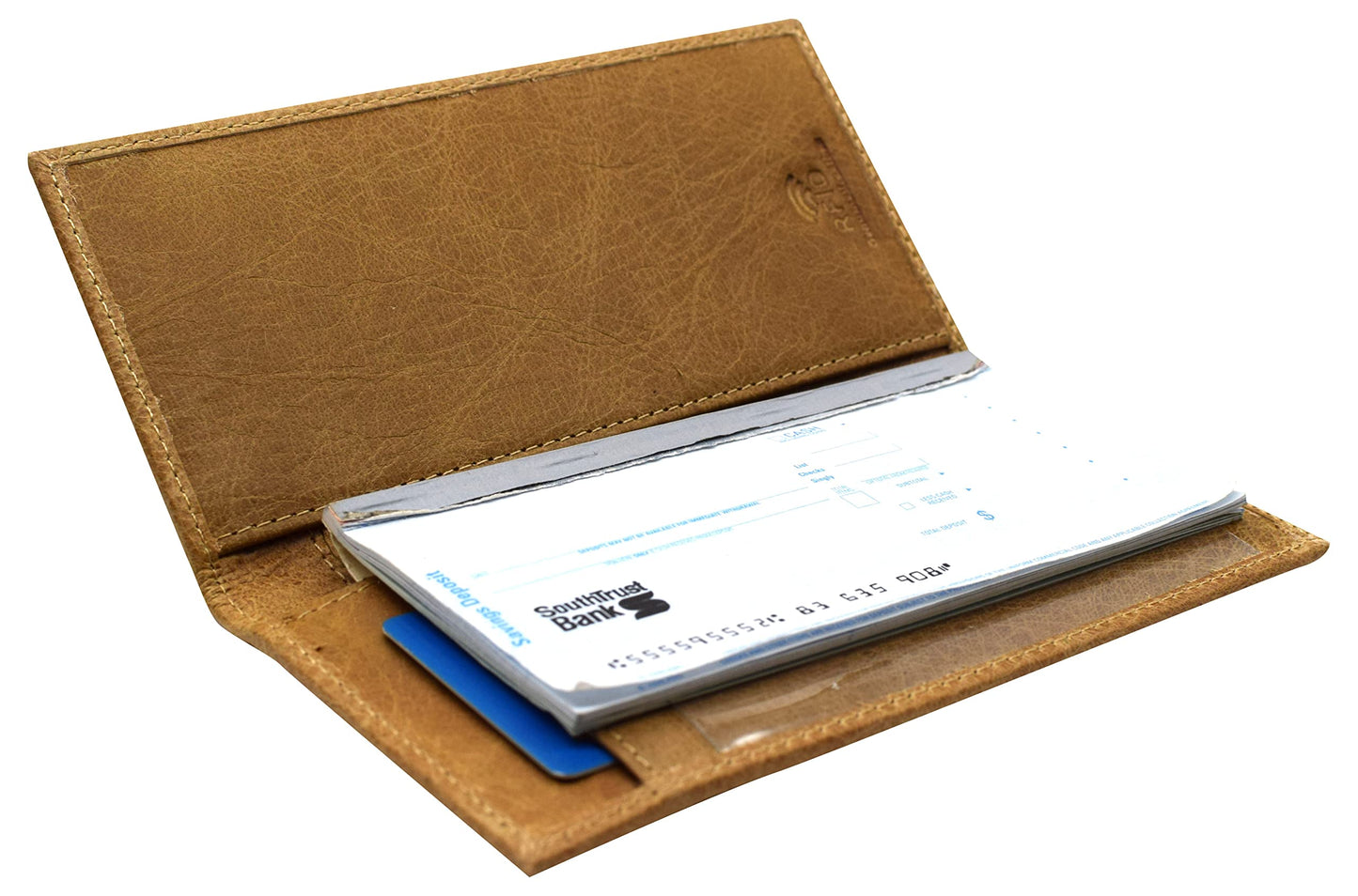 MARSHAL Personalized Cowhide Leather Basic Checkbook Cover RFID Blocking for Men Women