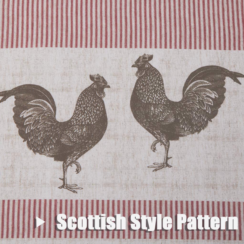 SXZJTEX Farmhouse Rooster Kitchen Boho Rustic Christmas Linen Rod Pocket, Small Stripe Window Curtains for Living Room,Kitchen, Bathroom and Cafa 54"x 15",Red