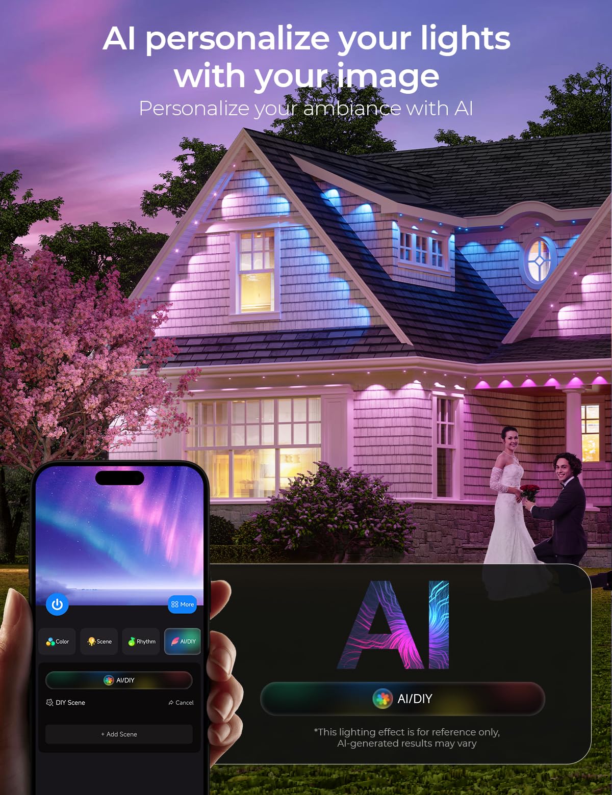 SMAVISTA Smart Permanent Outdoor Lights Pro, 50ft 30LED RGB+IC+Warm/Cool White for Daily, 100+ Scene Modes, Waterproof Eaves Light for Halloween Christmas Decor, Works with Alexa, Google Assistant