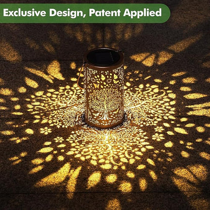 Fabuday Tree of Life Outdoor Solar Lantern Waterproof - Hanging Solar Power Lights Led for Outside, Garden Decor for Patio, Porch, Balcony, Yard and Deck, Gardening Decorations Gifts for Women Mom