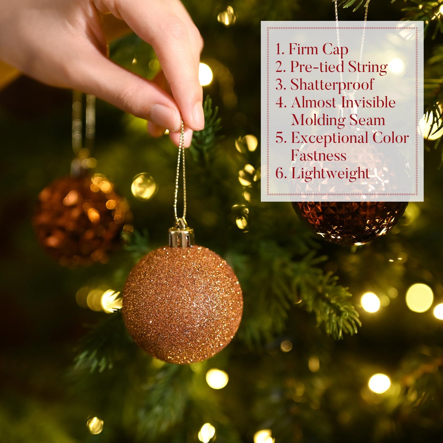 Valery Madelyn Christmas Tree Decorations Ornament Set, 50ct 2 Inches Bronze Copper Brown Shatterproof Christmas Ball Ornaments Hanging Xmas Holiday Party Decor