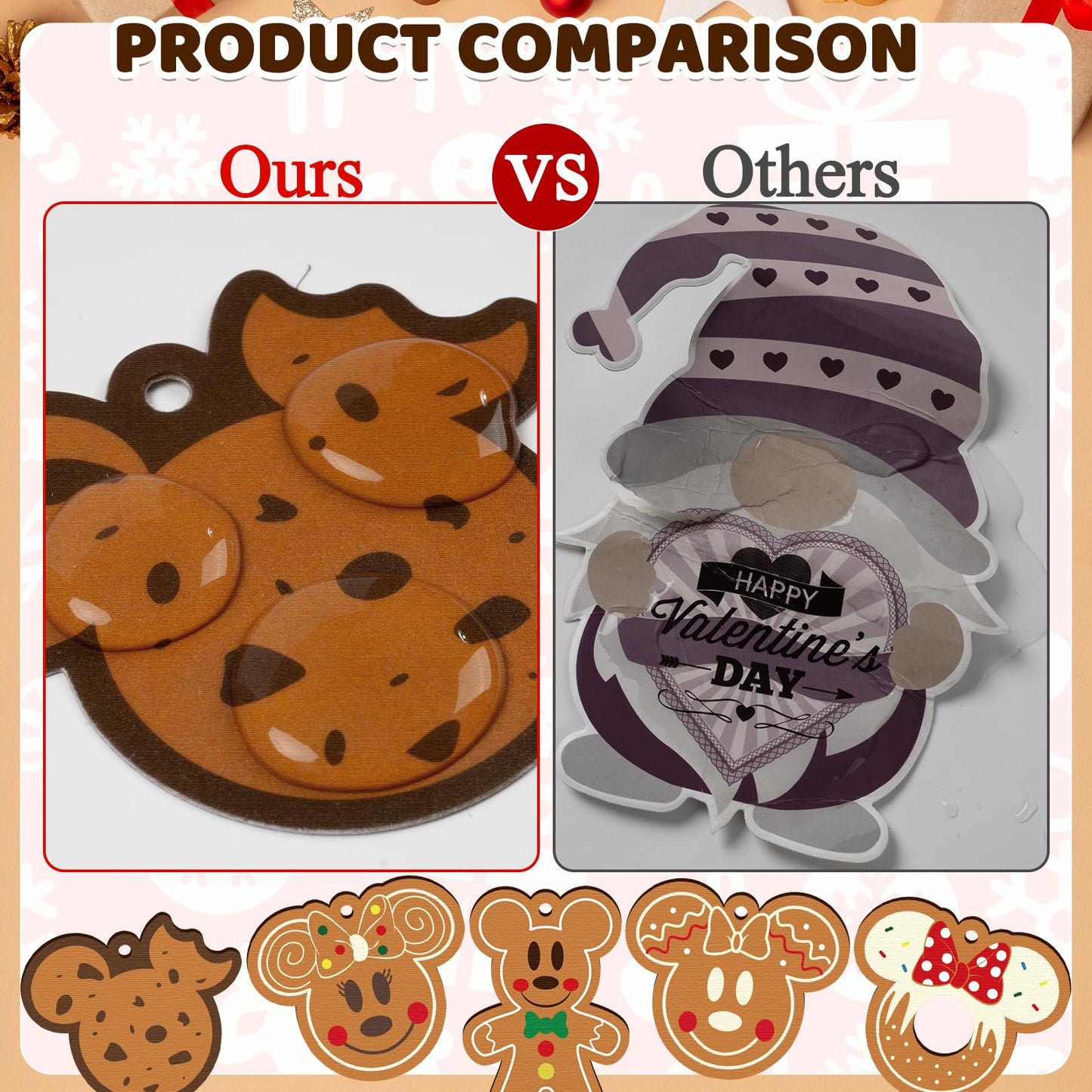 Gingerbread Ornaments for Christmas Tree Decorations, 24pcs Cute Christmas Wooden Gingerbread Man House Mouse Hanging Ornaments for Xmas Home Kitchen Decor Holiday Christmas Tree Party Supplies