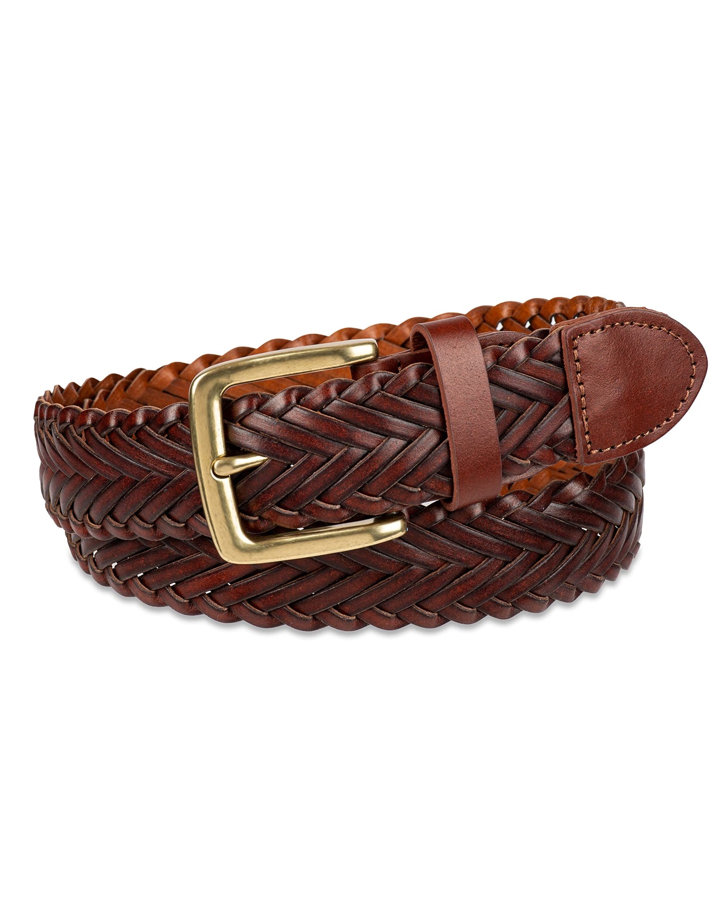 Amazon Essentials Men's Fully Adjustable Braided Belt, Brown, 40