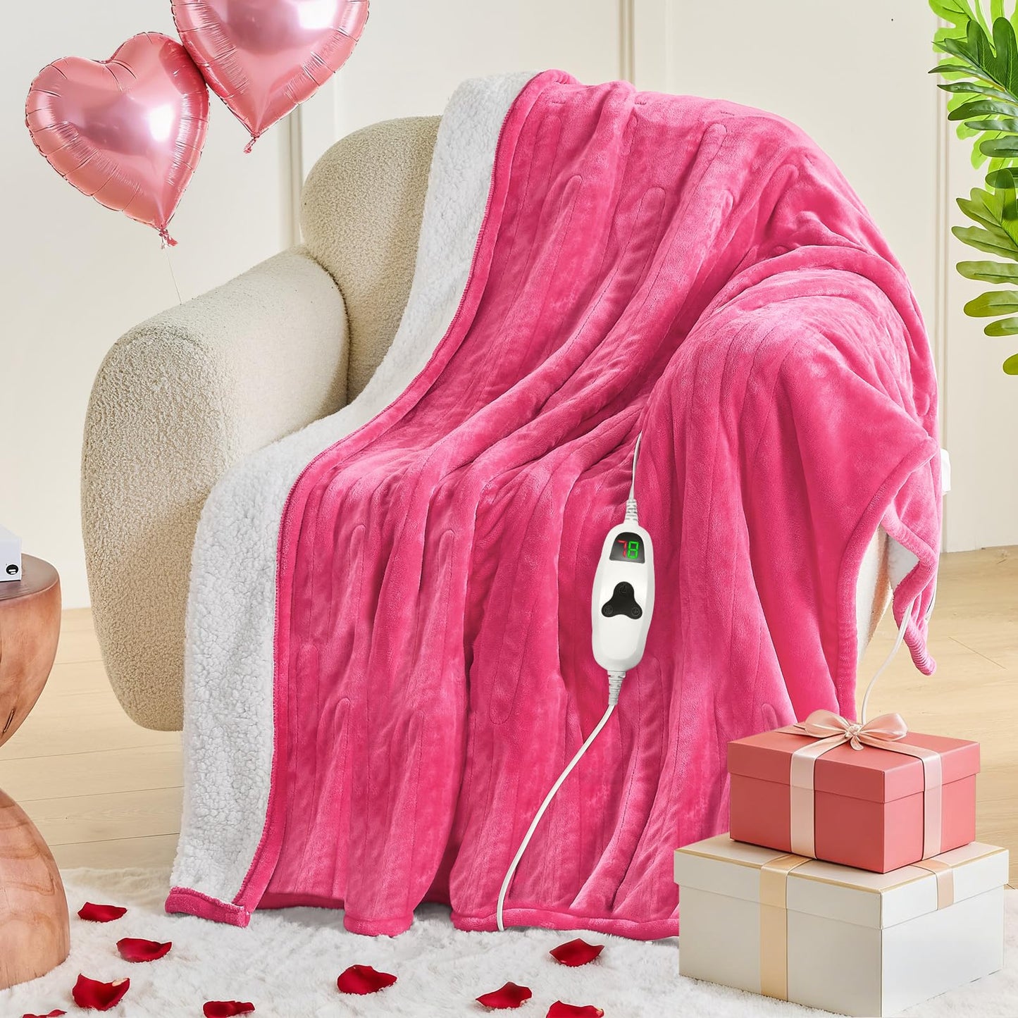 greenoak Heated Blanket Electric Full 72"X84", Heating Blanket with 10 Heat Levels 1/2/4/6/8 Hours Auto-Off, Fleece Soft Christmas Blanket,Birthday Gifts for Teen Girls Mom, Coral Pink