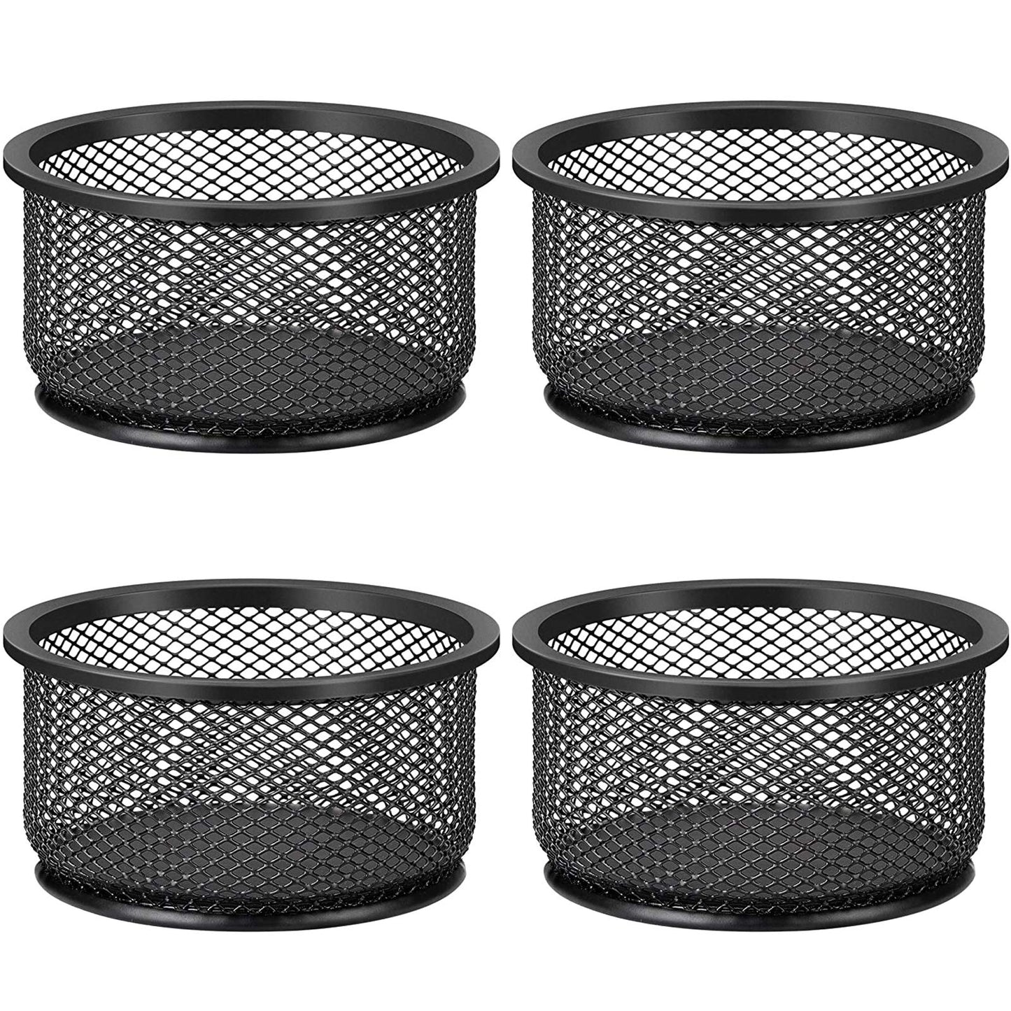 MaxGear Paper Clip Holder, Stackable PaperClip Organizer for Desk, 4 Pack Metal Mesh Paper Clip Holders with Non-Slip EVA Pad, Desk dispensers for Office Binder Box, Black