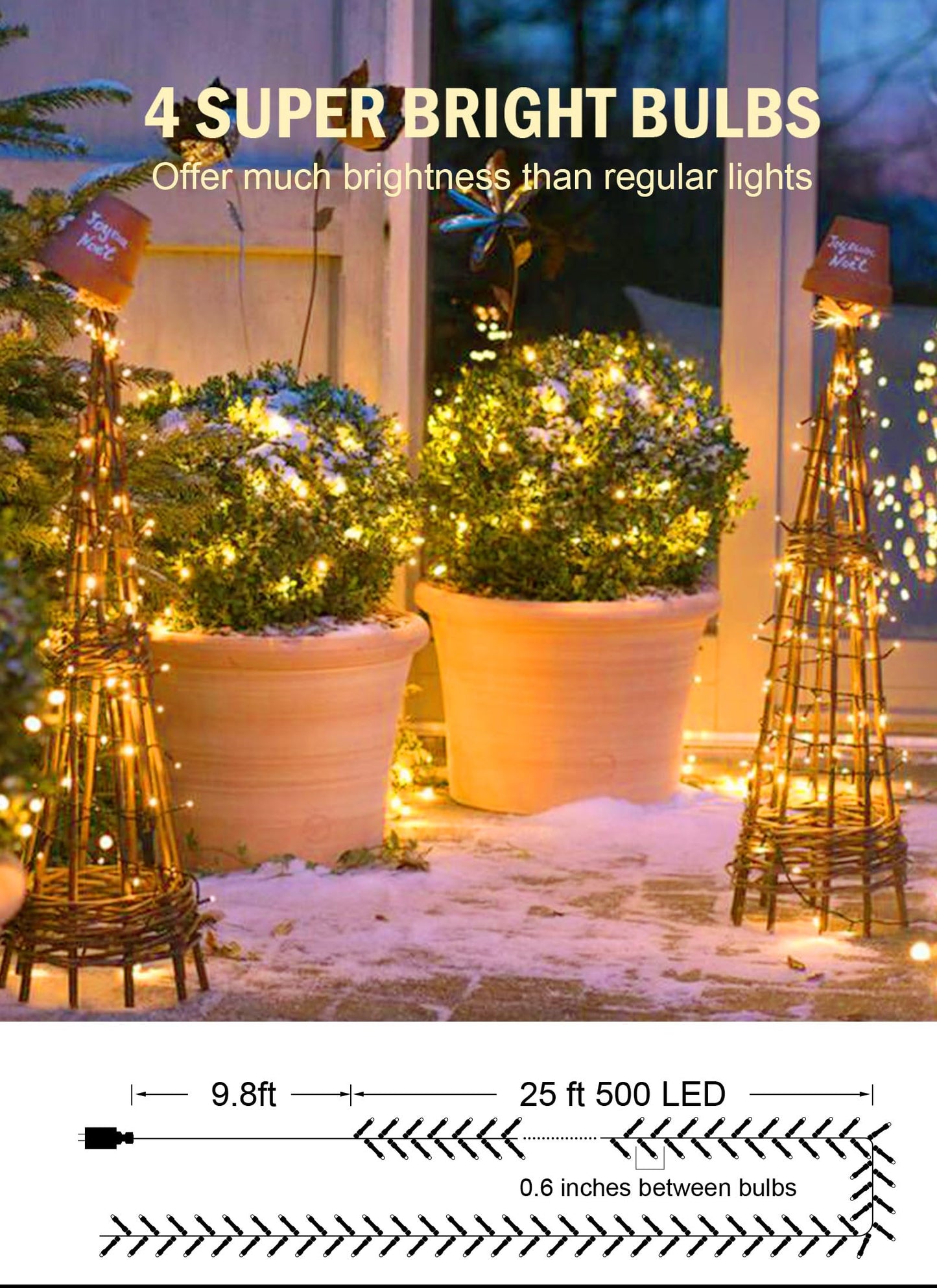 Cluster-Lights-Christmas-Tree-Lights-Outdoor, 1000 LED 50 Ft Christmas Firecrackers String Lights, 12 Modes Timer Remote Waterproof Plug in Twinkle Fairy Lights for Xmas Tree Garland Window Party