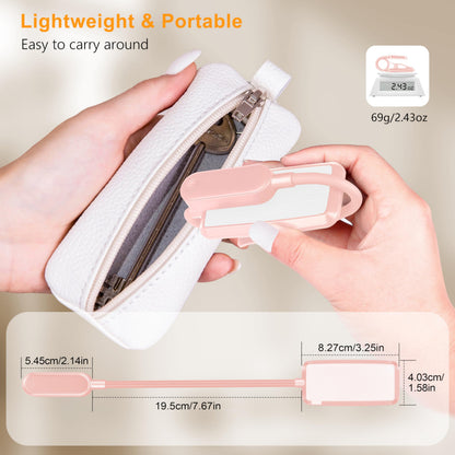 Gritin 16 LED Rechargeable Book Light for Reading in Bed- Eye Caring 3 Color Temperatures, Stepless Dimming Brightness, 80 Hrs Runtime, Lightweight Flexible Clip on Light for Book Lovers-Pink
