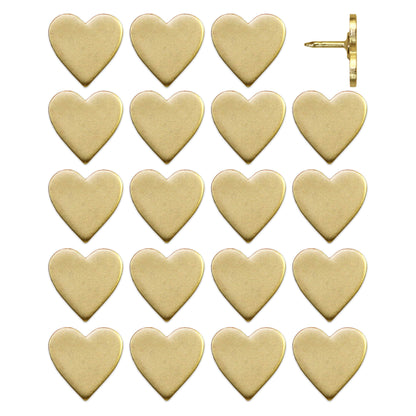 Big Gold Heart Push Pins - Large Gold Metal Heart Map Pins - for Cork Board, Maps, or Lapel Pin Use - Designed in USA - Set of 20