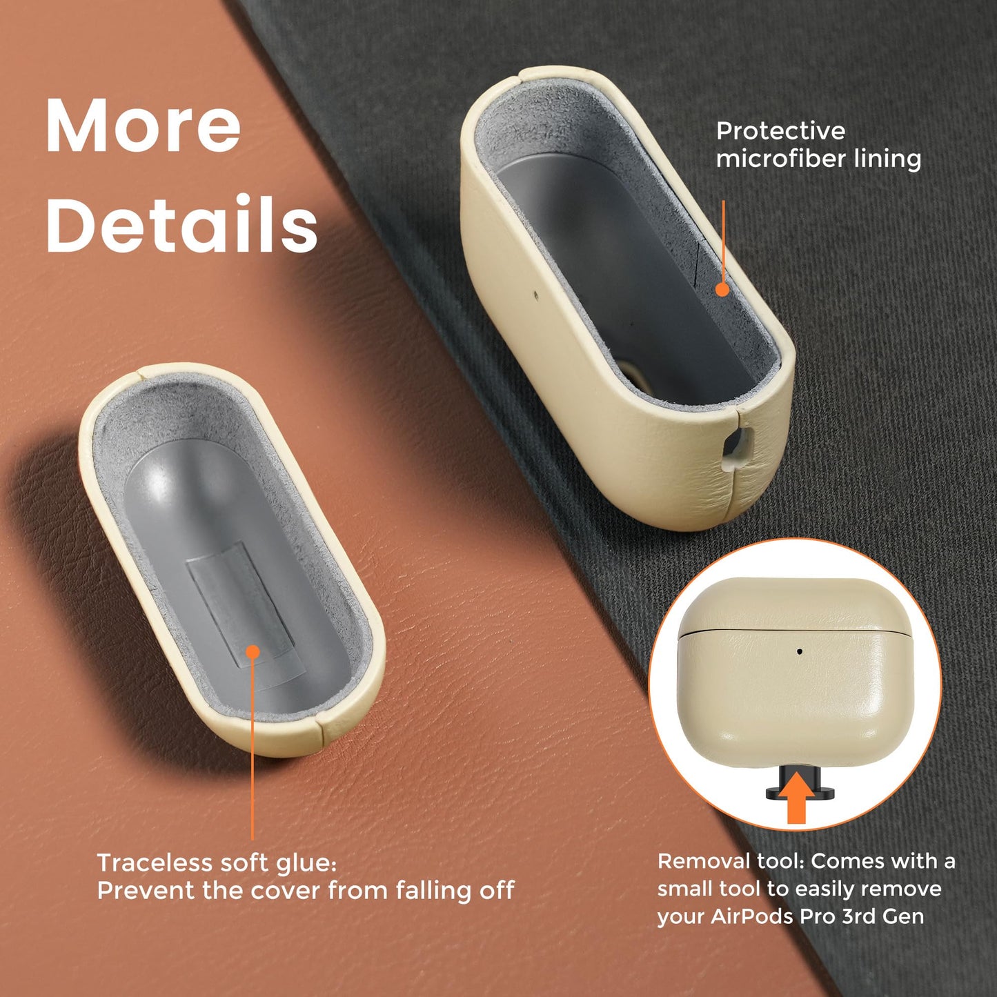 Bouixel for AirPods Pro 3 Case, Handcrafted Oil-Waxed Genuine Leather Case, Silky Smooth Touch, Wireless Charging, Shockproof Protective Cover with Lanyard for Apple AirPods Pro 3rd Gen (2025), Beige