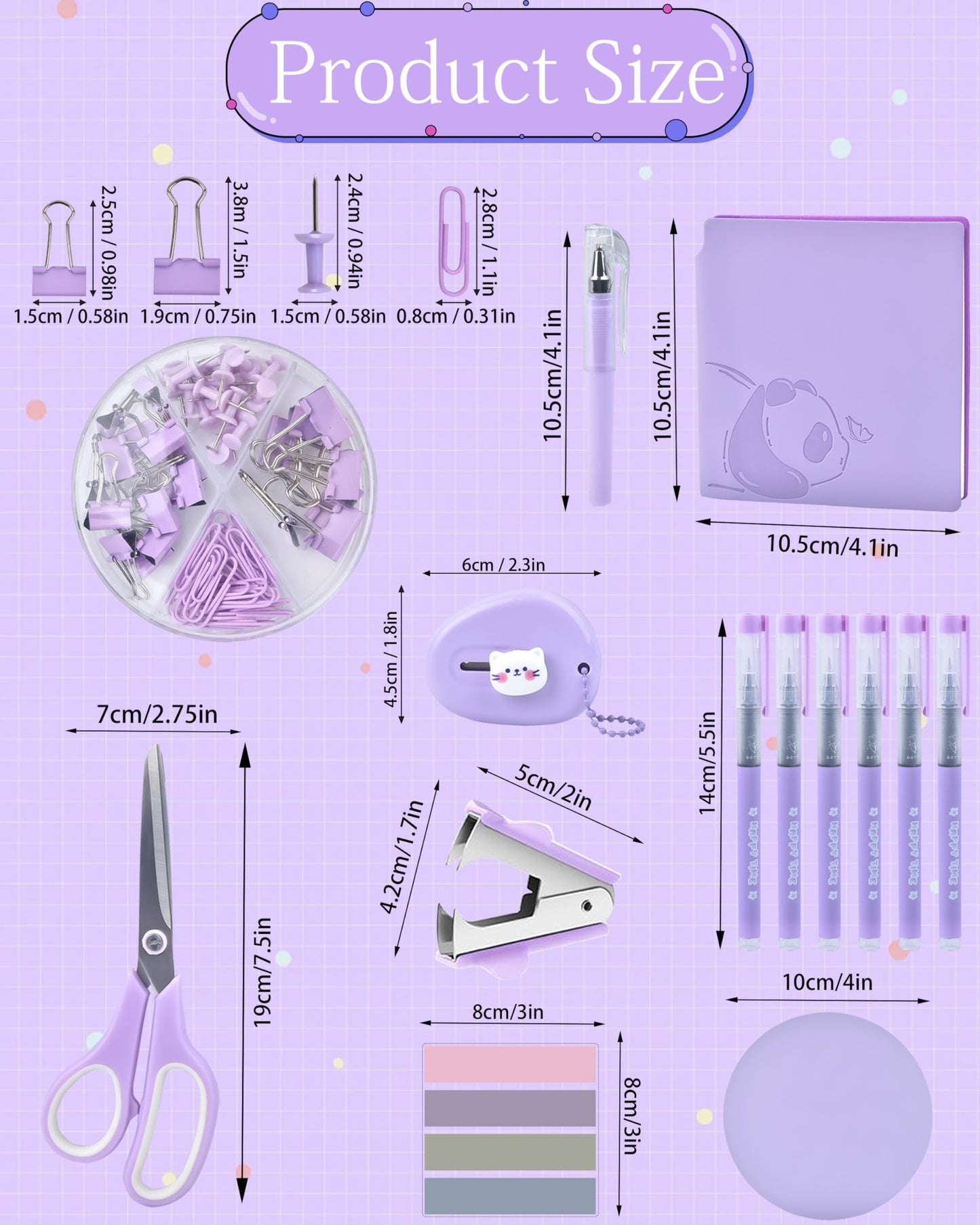 Vamrak Purple Desk Accessories and Organizers with Desk Organizer and 360°Rotating Pen Holder stapler Pen and a Lot of Office Purple Office Supplies Beautifully Presented in a Gift Box