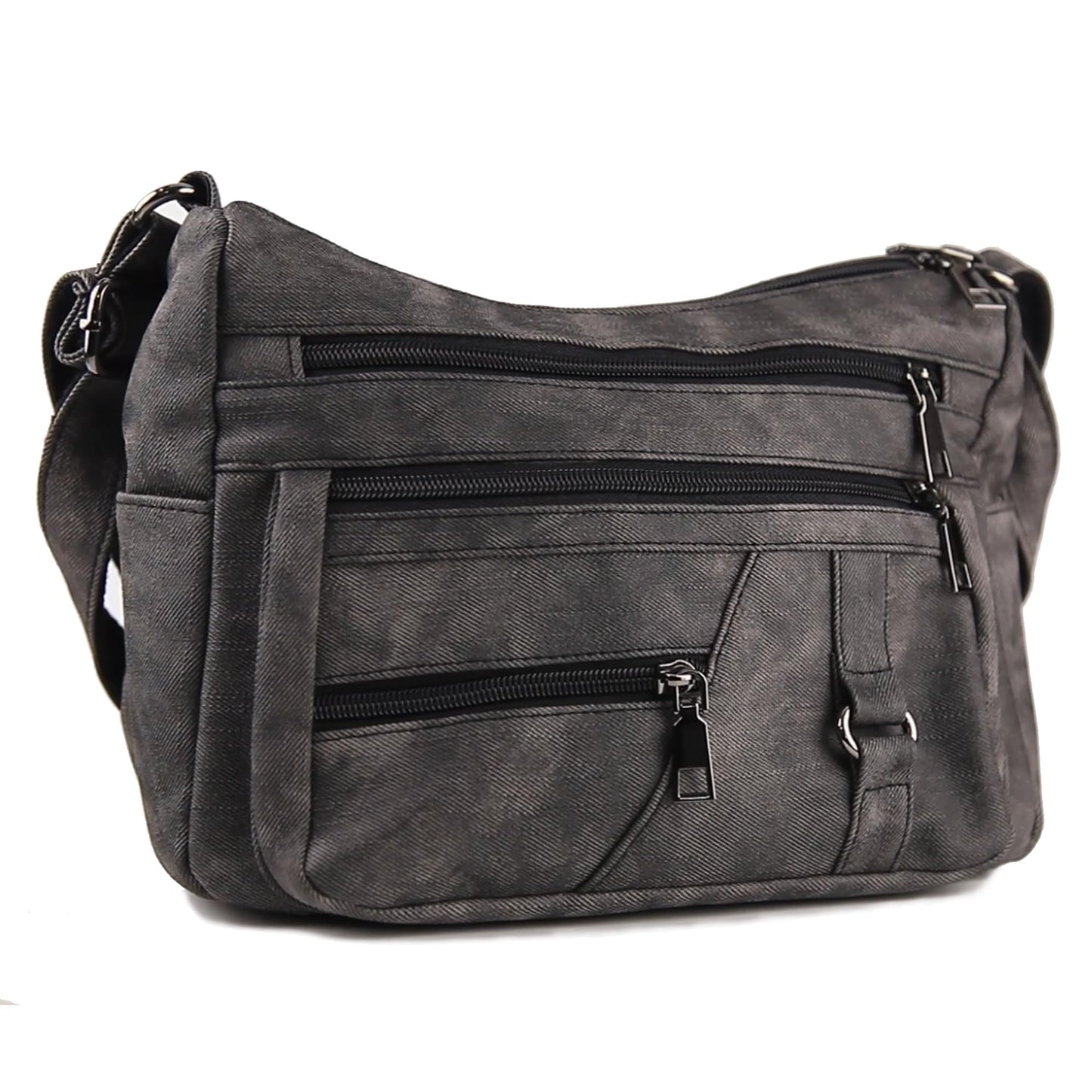 ELDA Crossbody Purse for Women Shoulder Bag Multi-Pockets Black Handbag Messenger Bag Trendy Travel Pocketbooks