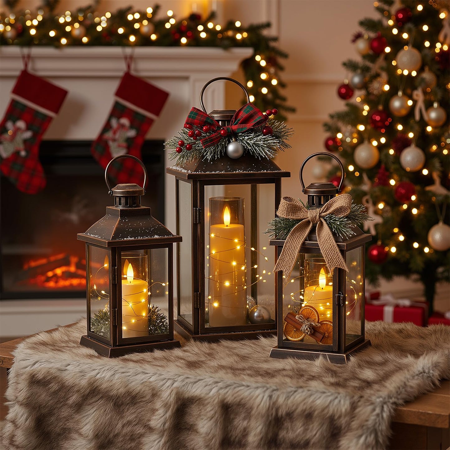 Raycare Flameless Candle with Remote Timer, 7 Flickering Acrylic Battery Operated LED Pillar Candles with Embedded Star String for Christmas, Home Decor, and as a Gift(Grey)