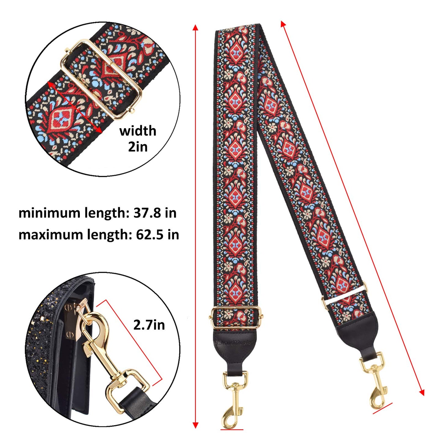 CLOUDMUSIC Handbag Strap Replacement Crossbody Strap Purse Strap For Women Girls (03 Style)