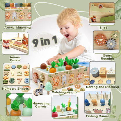 Montessori Toys for 1 Year Old - 4 Year Olds, Wooden Busy Activity ToddlerToy, Preschool Educational Toys, Birthday Gift for Boys Girls Aged 1 2 3 4 Year