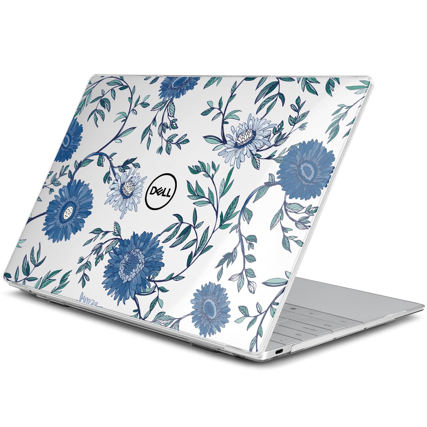 Batianda Case for 2024 Dell XPS 13 Laptop Copilot+ PC 13.4" Display Model Number 9345/9350, Lovely Ultra-Slim Lightweight Scratch-Resistant Hard Cover with Professional Protection, Blue Flowers
