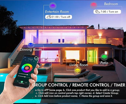 [6 Pack] CLOUDY BAY 6inch Smart WiFi LED Recessed Lights,RGB Color Changing Recessed Lighting,Compatible with Alexa and Google Home Assistant,15W 2700K-6500K,CRI90+ Wet Location,Oil Rubbed Bronze
