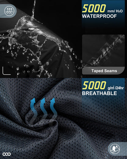 33,000ft Women's Rain Pants, Lightweight Waterproof Rain Over Pants, Windproof Hiking Pants for Outdoor, Fishing, Rainy Day Black