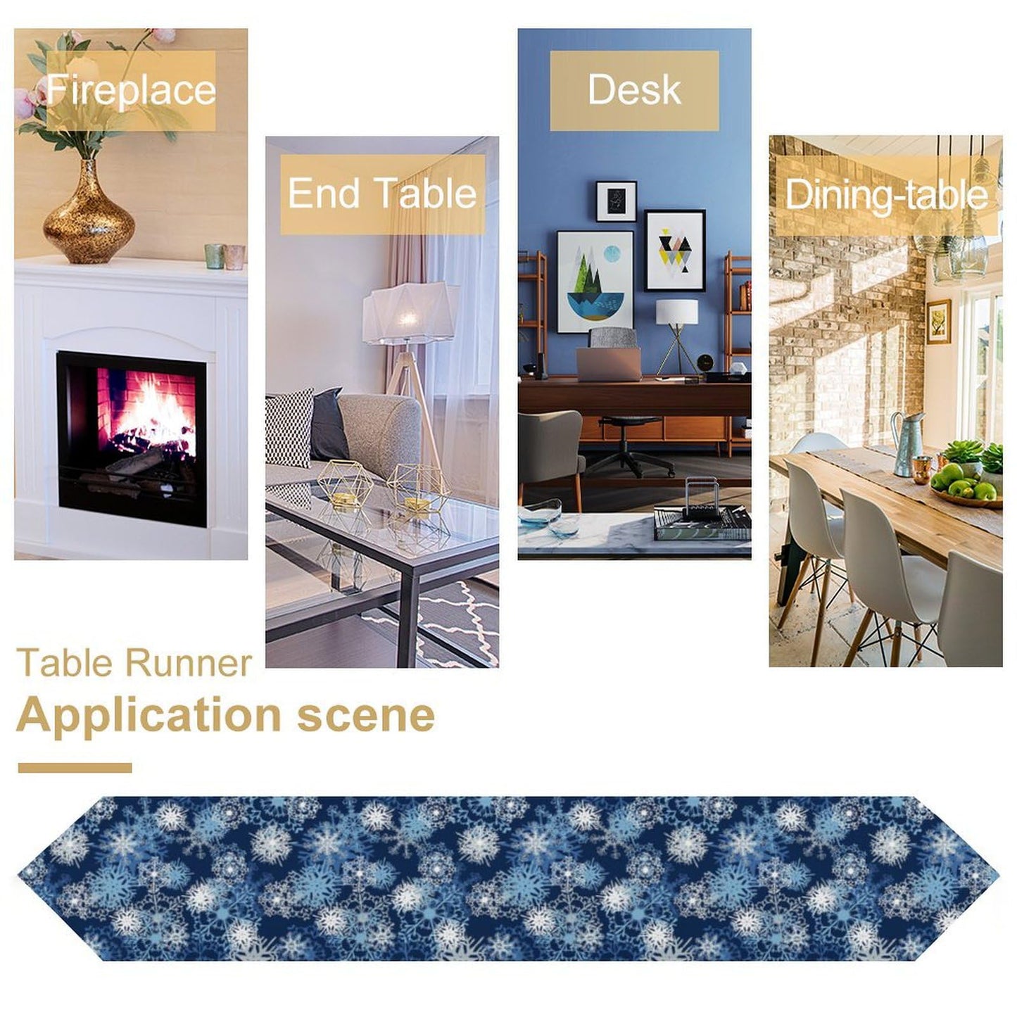 Snowflake Table Runner Winter,Blue Christmas Table Runners Supplies Centerpiece Table Decorations for Dining Coffee Birthday,13x70inch
