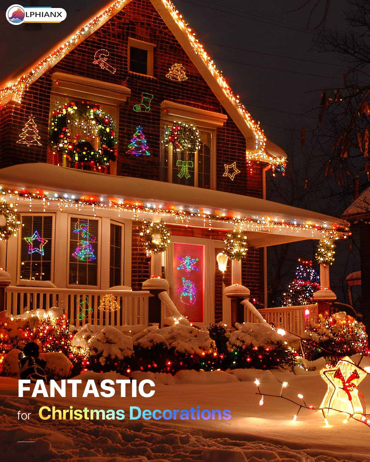 4 Pack Smart Christmas Window Lights, Christmas Window Silhouette Lights, Christmas decorations indoor,Custom & Preset Modes,APP Control Candy Cane,Christmas Tree,Bow,Christmas Stocking for Door Glass