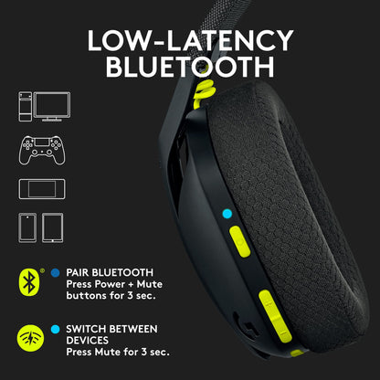 Logitech G435 Lightspeed & Bluetooth Wireless Gaming Headset - Lightweight Over-Ear Headphones, Built-in mics, 18h Battery, Dolby Atmos, PC, PS4, PS5, Nintendo Switch/Switch 2, Mobile - Black